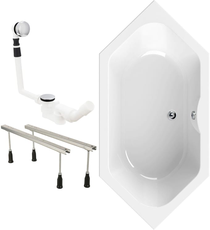 Calmwaters Exclusive - Badkuip - 190 x 90 cm - Set badkuipvoeten