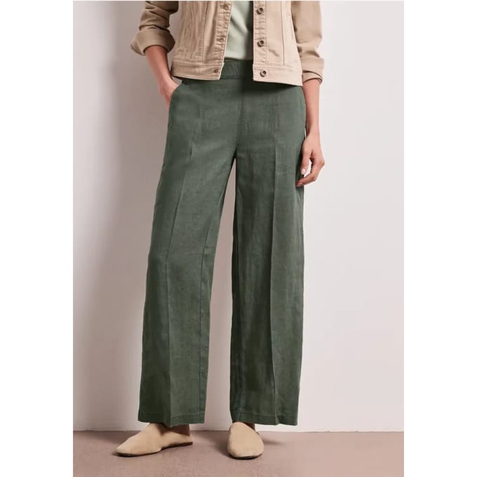 High Waist linnen broek met Wide Legs