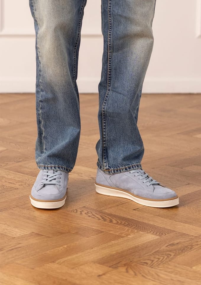 Manfield - Heren - Blauwe suède sneakers - Maat 43