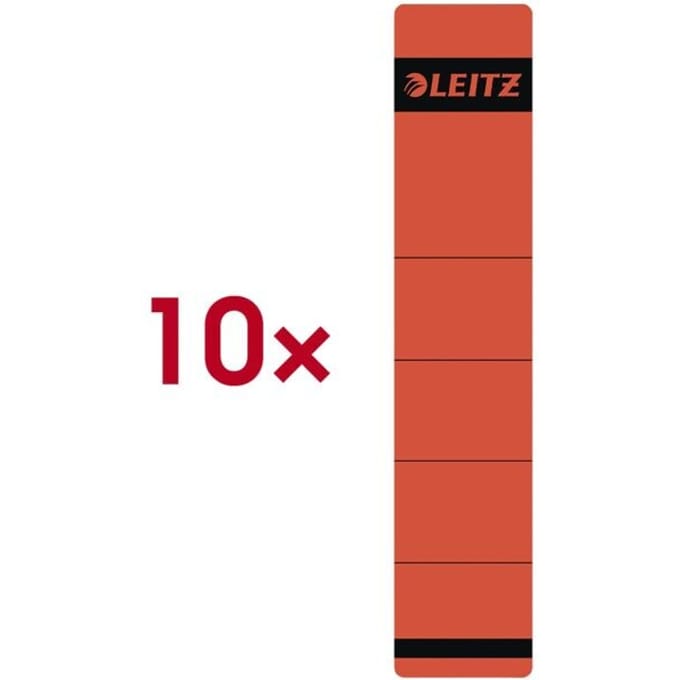 LEITZ® Rugetiketten, voor ordner met een rugbreedte van 50 mm, zelfklevend, 10 stuks, rood