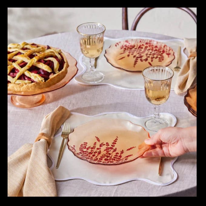 Karaca Red Lavender – 7-delige Taartset – Glas