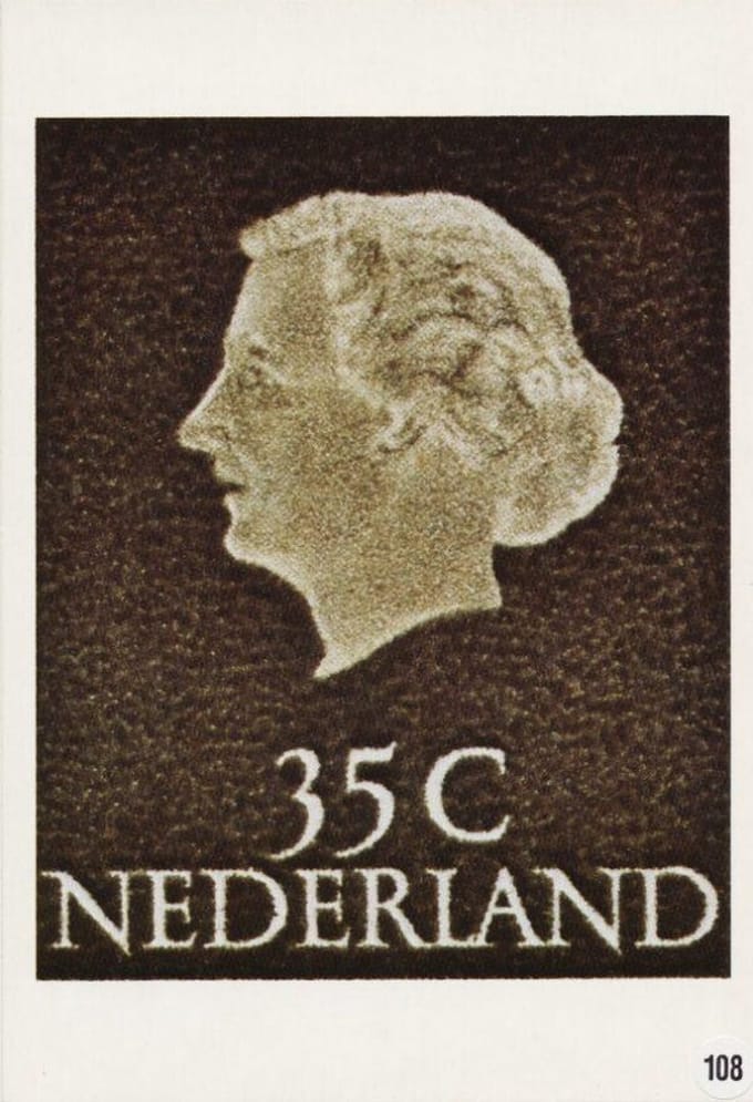 Briefkaart met afbeelding koningin Juliana postzegel