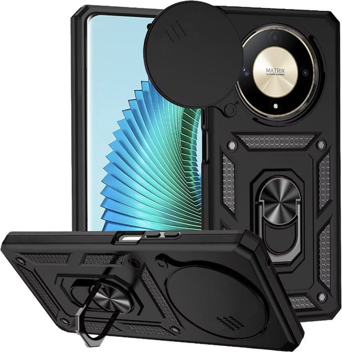 Hoesje geschikt voor HONOR Magic6 Lite - Techsuit Camshield Back Cover - Zwart