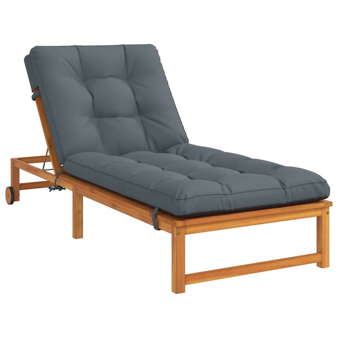 vidaXL - Ligstoel - Kussen - VIANEN - 100% - Polyester - Blauw - 200 - x - 70 - x - 8 - cm