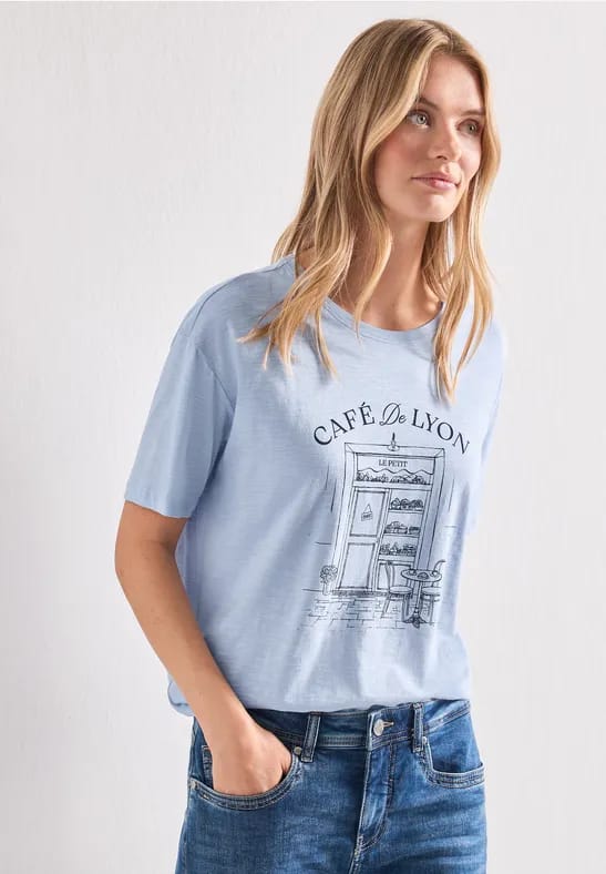Shirt met ronde hals en opdruk aan de voorkant