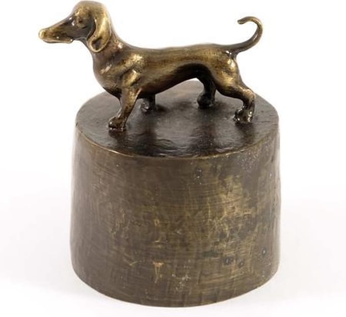Honden urn verbronsd teckel gladharig