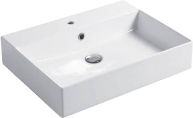 Saqu Square Wastafel 1 bak 1 krg 60x40x12 cm Glans Wit