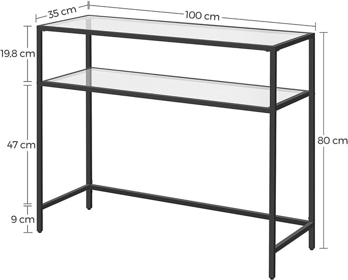 Dressoir - Sidetable - Console tafel - Bijzettafel - Wandtafel - Woonkamertafel - 100 x 80 x 35 cm - Zwart