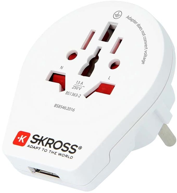 Skross Land Reisadapter Wereld naar Europa USB
