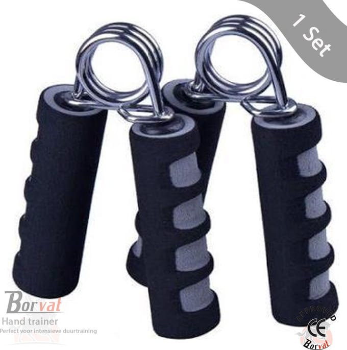Borvat® Hand trainer - grip trainer - zwart/grijs