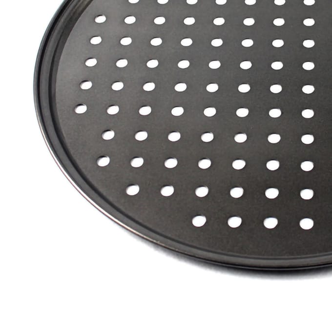 Geperforeerde Pizzapan Anti-aanbak Bakken Gemakkelijk Ontvormen Stevige Bodem Geventileerde Pizzapan 26CM 26CM gray