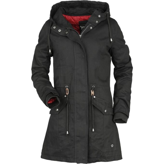 R.E.D. Rock-Engineered Design Zwarte winterjas met twee klepzakken - Dames - S