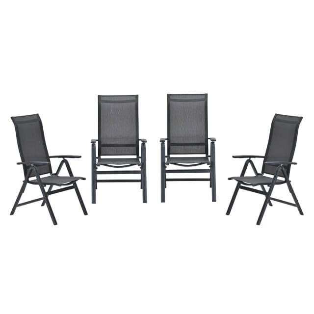 Garden Impressions Osaka verstelbare tuinstoelen set van 4 – carbon black / dark grey