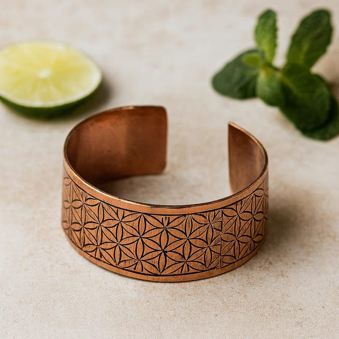Tibetaanse Koperen armband met Levensbloem