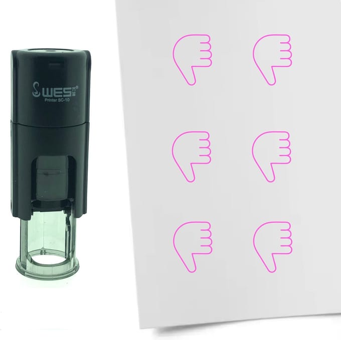 CombiCraft Stempel Duim naar beneden 10mm rond - Roze inkt