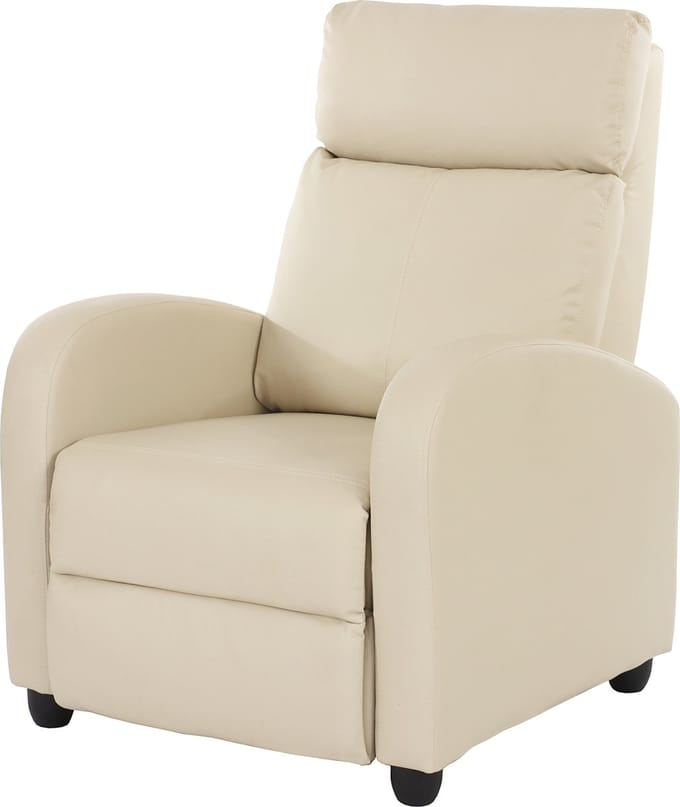 Televisiefotelstoel Relaxfauteuil Ligfauteuil Denver, kunstleer ~ crème