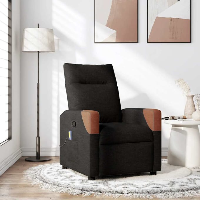 vidaXL - Massagestoel - verstelbaar - stof - zwart