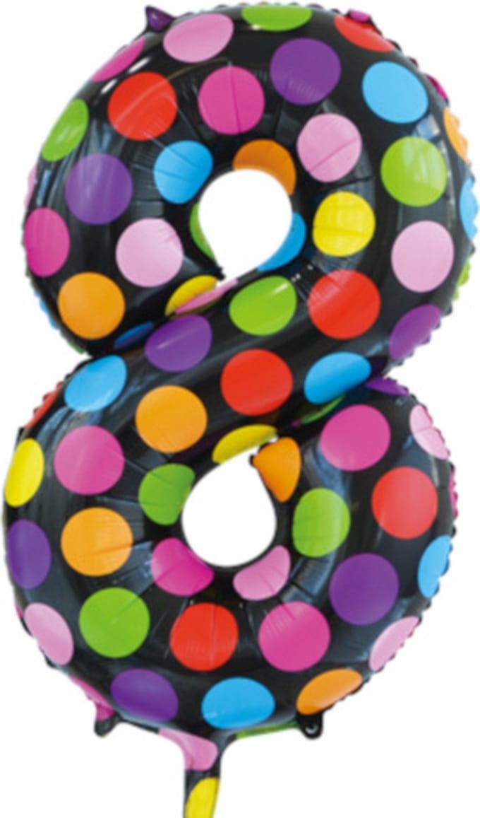 Folie Ballon Cijfer 8 Stippen XL 86cm