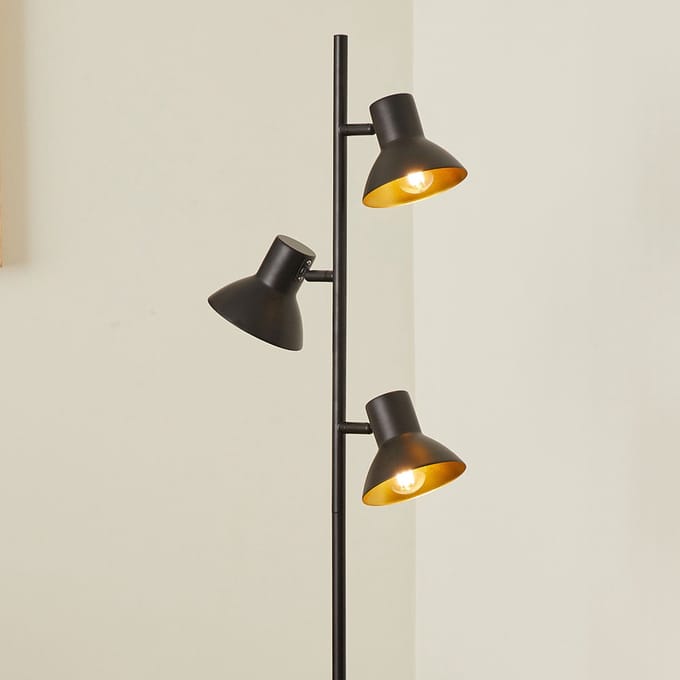 Industriële vloerlamp met 3 spots - Bailey