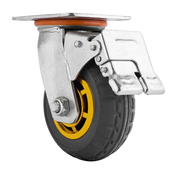3 Inch Universeel Zwenkwiel met Rem Heavy Duty Industrieel Stil Rubber Wiel voor Platvormwagen Trolley Aanhangwagen