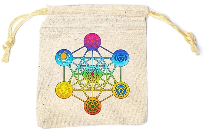 Zakje van katoen met opdruk, kubus van Metatron
