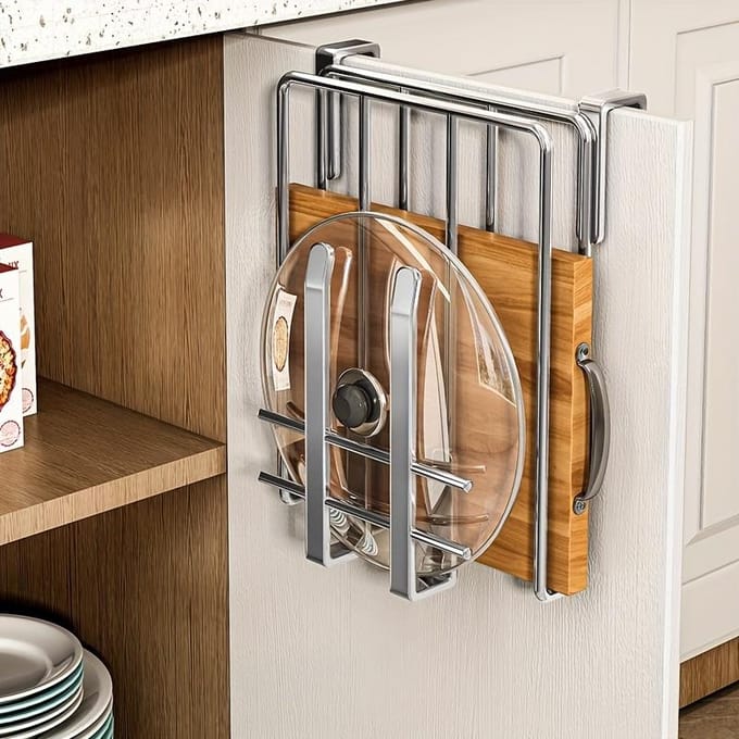 Étagère de rangement de cuisine double couche en acier inoxydable de qualité supérieure - Planche à découper encastrée, égouttoir et organisateur pour la maison, cuisine fonctionnelle Single layer black