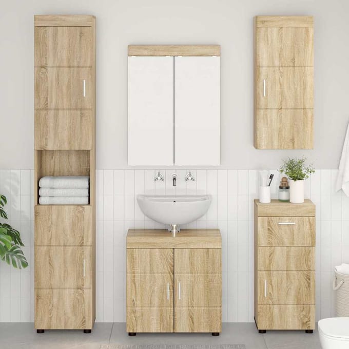 vidaXL - Badkamer - wandkast - TULUM - Sonoma - Eik - 37 - x - 24,5 - x - 86 - cm