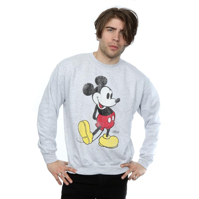 Disney Heren Mickey Mouse Classic Kick Sweatshirt (Heide Grijs)