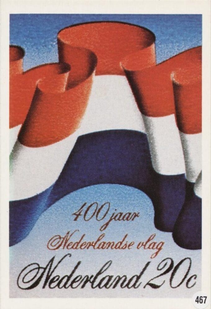 Briefkaart met afbeelding 400 jaar Nederlandse vlag postzegel