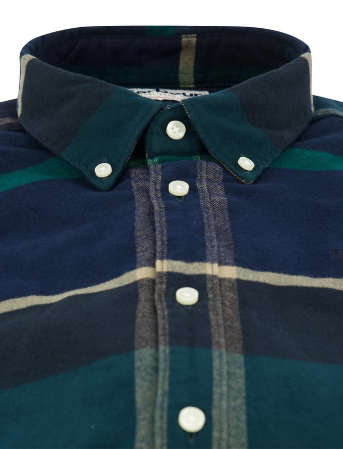 Katoenen overhemd barbour groen geprint slim fit