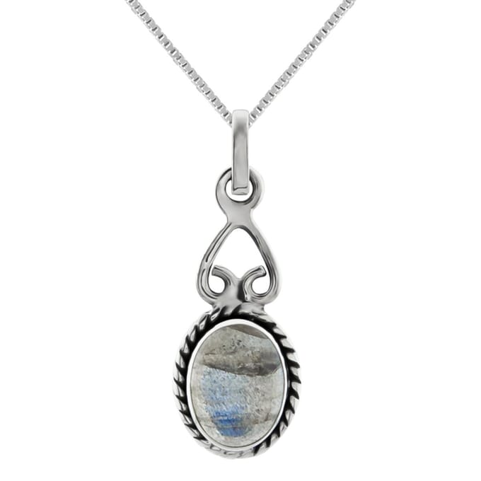 WeLoveSilver - zilveren ketting - labradoriet - omgekeerd hart