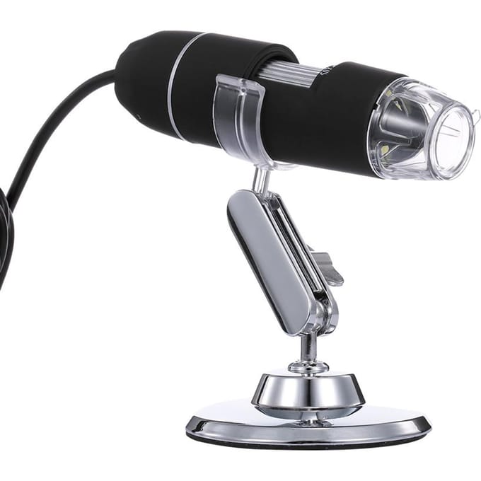 Draagbare digitale microscoop 50X tot 1000X zoom HD-microscoop 3 in 1 USB-vergrootglas 8 LED-verlichting Zwart zwart