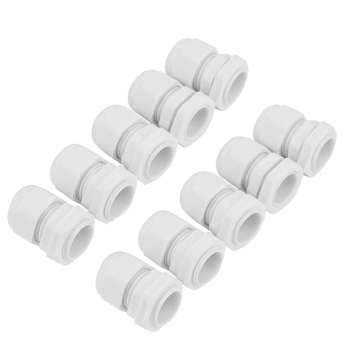 10 STKS/set IP68 Waterdicht Witte Nylon Plastic Kabelwartel Connector (PG11)