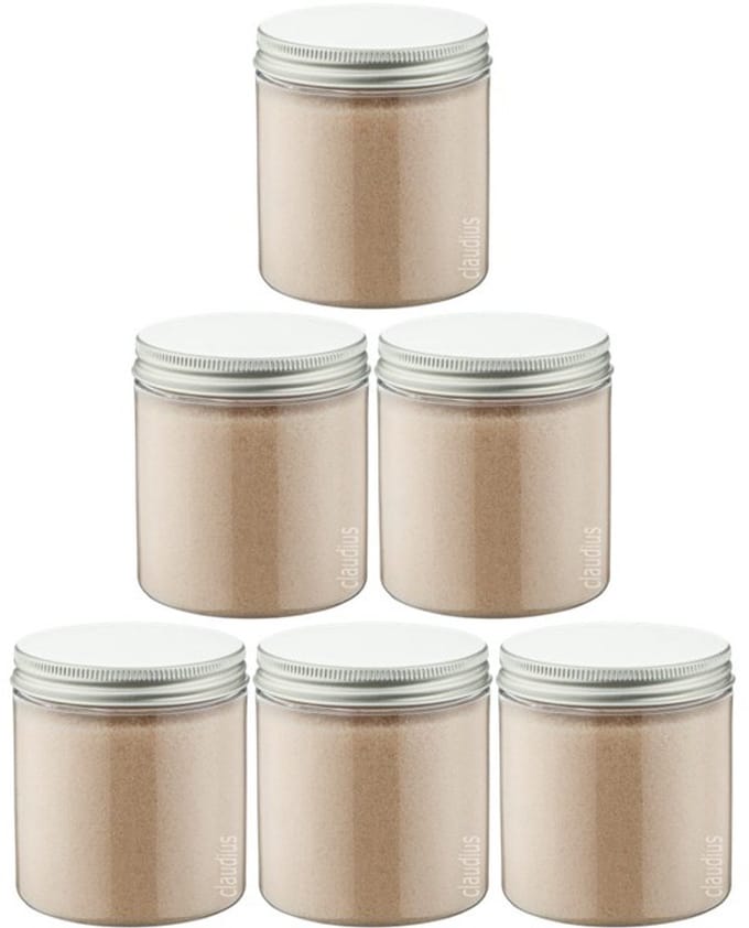 Scrubzout Amandel - 300 gram - Pot met aluminium deksel - set van 6 stuks - Hydraterende Lichaamsscrub