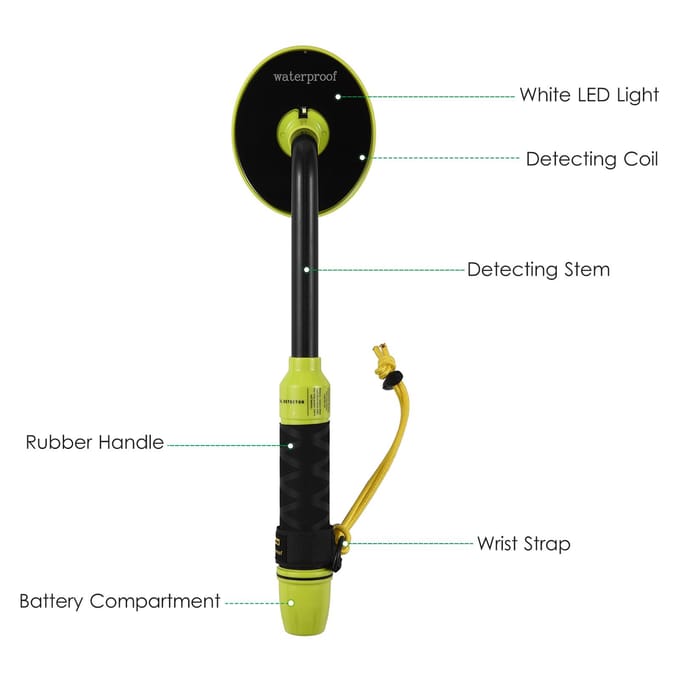 Handheld metaaldetector Pinpointer munten positioneringsapparaat Waterdichte draagbare metaaldetectiestaaf zwart