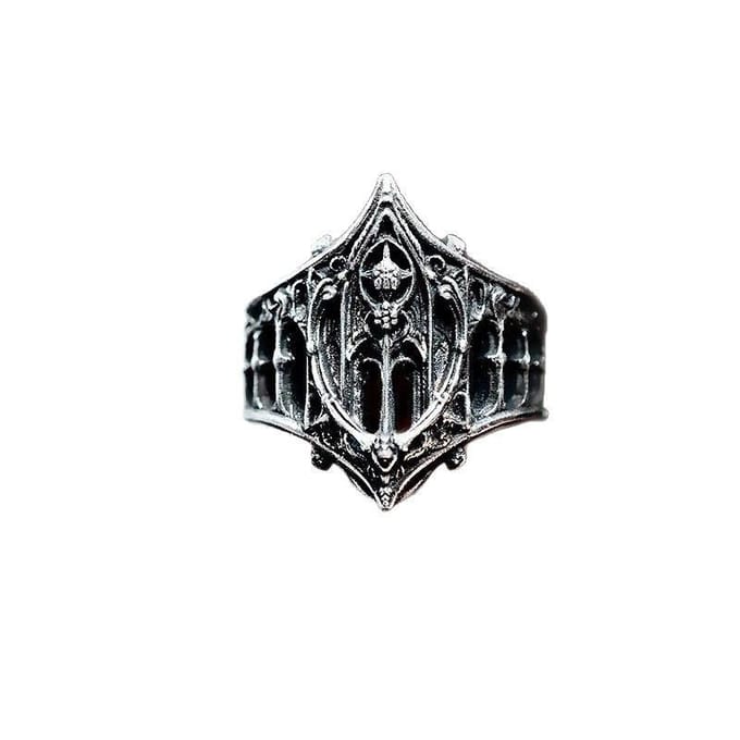 Klassieke Gotische Vintage Ring, Mode Creatief Vakantiecadeau Kasteel Persoonlijkheidsring gray