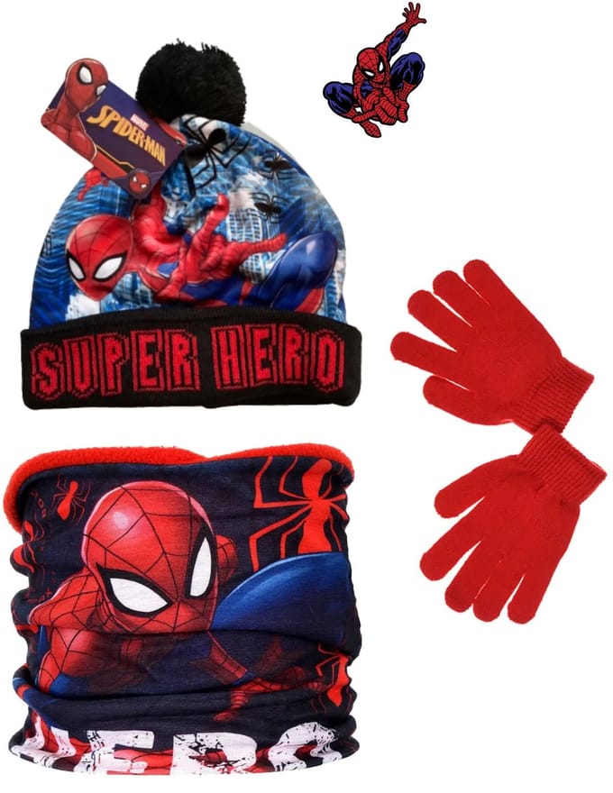 Marvel Spiderman Set - Muts + Colsjaal + Handschoenen - Maat 52 cm hoofdomtrek - ± 3-5 jaar