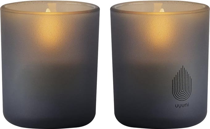 Uyuni Led kaars in Glas - 2 stuks - Grijs - 6 cm x 7 cm