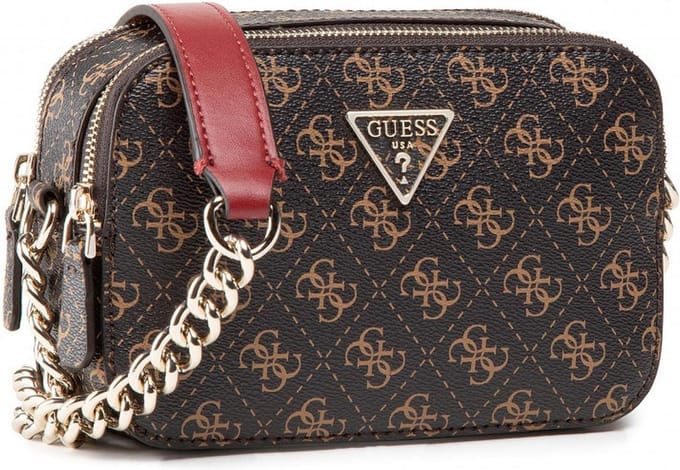 GUESS Schoudertas Avondtas Noelle Crossbody Camera Brown Bruine