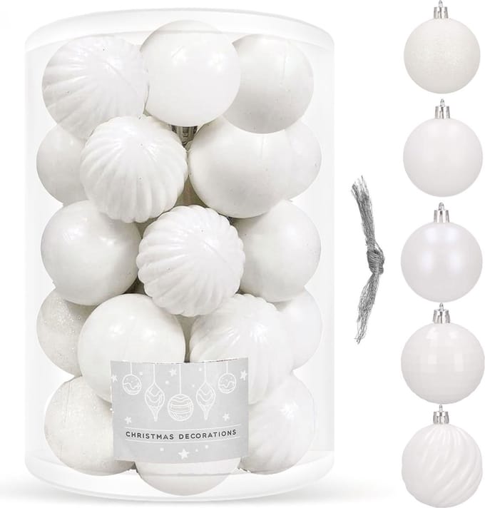 Springos Kerstballen | 20 Stuks | 6 cm | Wit