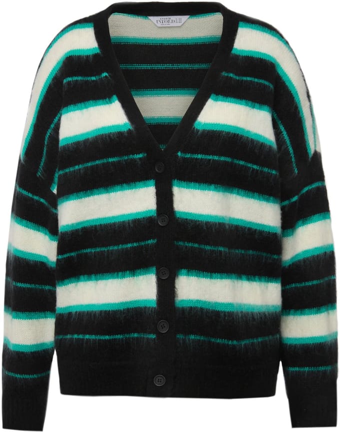 Studio Untold - Dames - Cardigan oversized strepen V-hals - Turkoois - Maat 46+
