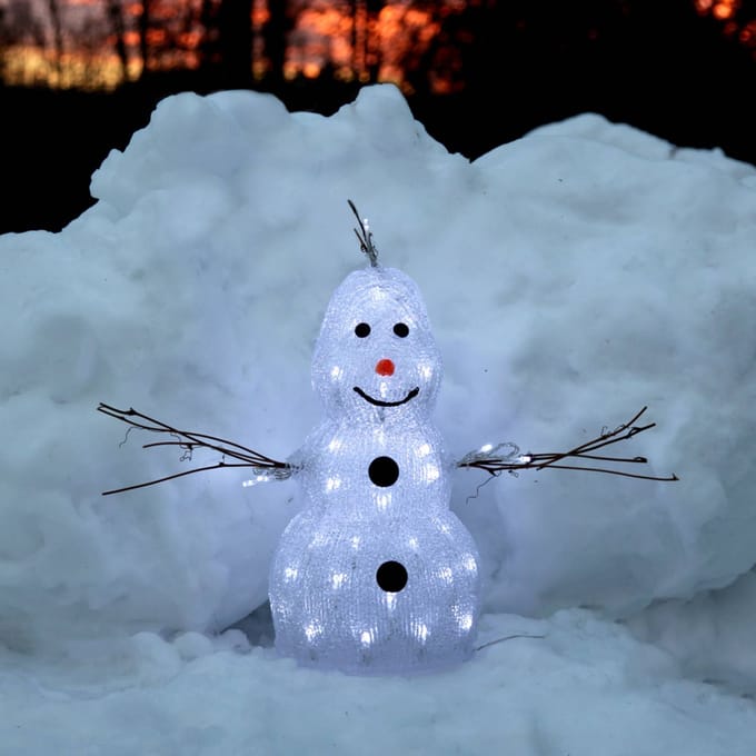 STAR TRADING Klein LED figuur Crystal Snowman voor buiten