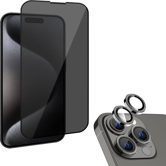 Geschikt voor iPhone 15 Plus Privacy Screenprotector + Beschermglas Geschikt voor iPhone 15 Plus Camera Lens - Privacy GuardCover