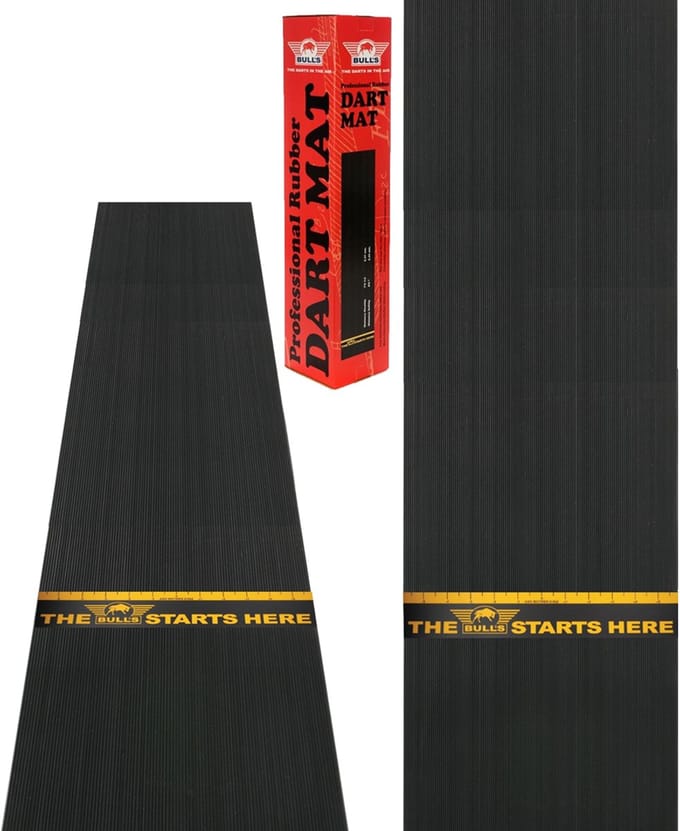 BULL'S Dartmat Rubber + Lijn 300x60 cm - Zwart