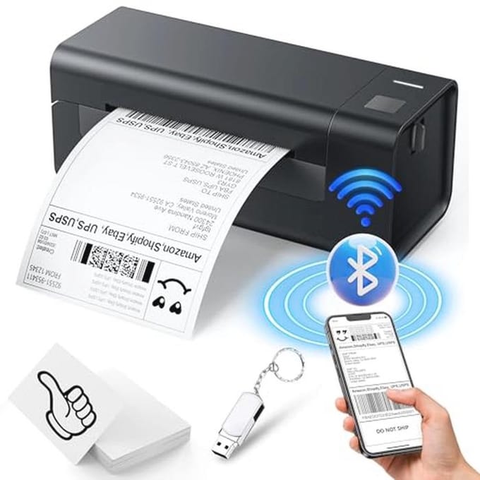 Thermische labelprinter voor kleine bedrijven - 4x6 Bluetooth verzendlabelprinter, compatibel met Windows, Mac, iOS, Android