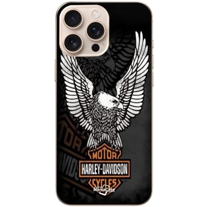 Iphone 16 Pro Max hoesje - Harley-Davidson - Eagle Logo - Zacht - Zwart - Unisex