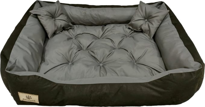 Kingdog - Honden- en kattenbed - Microvezel - 80x60 / 100x75 cm grijs-zwart