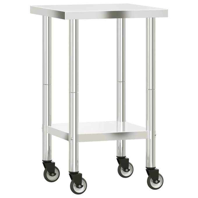 Vidaxl Table de Travail de Cuisine sur roulettes, 55x55x85 cm, Acier Inoxydable