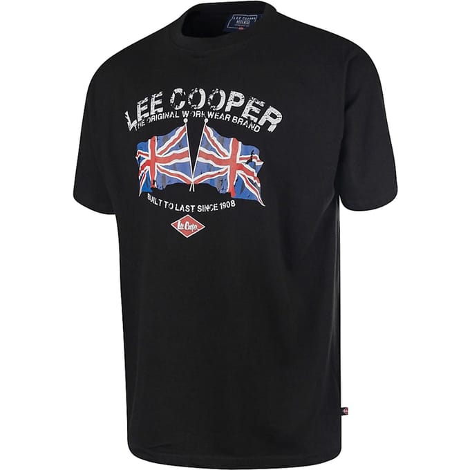 Lee Cooper Heren T-shirt katoen met logo (Zwart)
