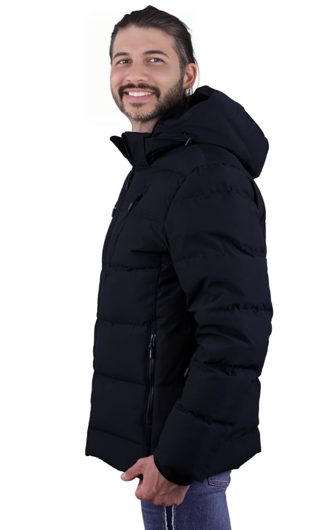 Heren Warme Donsjas Winterjas Zwart